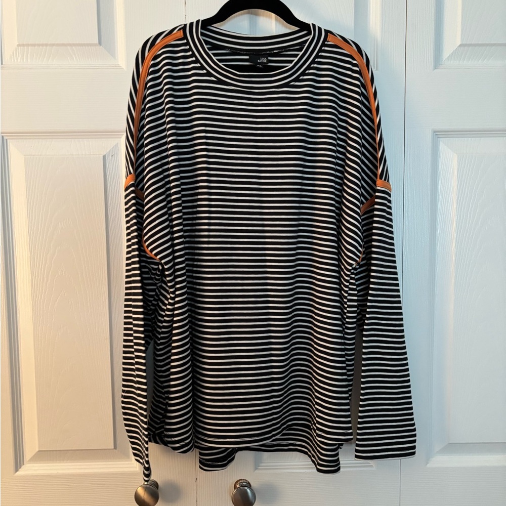 Black and White Striped Tunic Top